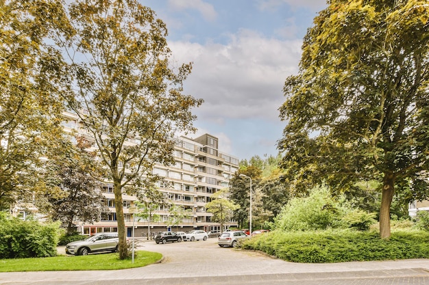 Panoramisch zicht op bakstenen huizen