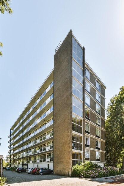 Panoramisch zicht op bakstenen huizen