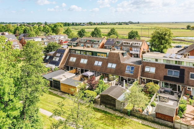 Foto panoramisch zicht op bakstenen huizen