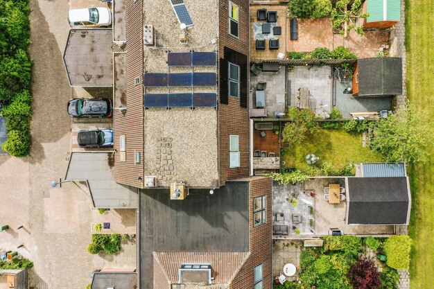 Panoramisch zicht op bakstenen huizen