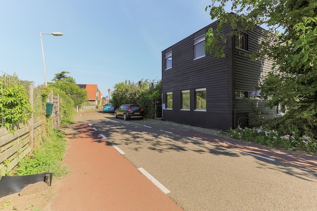 Panoramisch zicht op bakstenen huizen