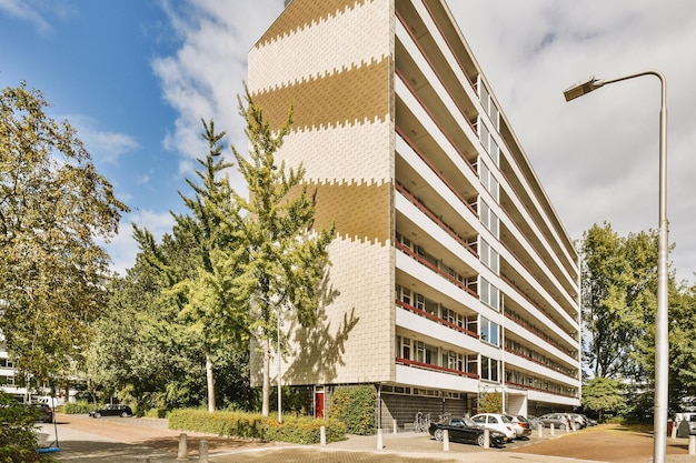 Panoramisch zicht op bakstenen huizen