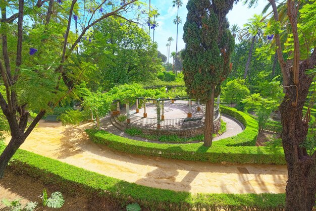 Foto panoramisch zicht op grote en mooie tuin tuinen van royal al