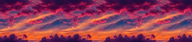 Panoramische zonsonderganghemel met pastelroze en paarse kleuren zonsondergang met wolken