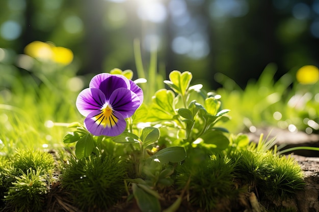 Foto pansy bloem in de tuin op een lente dag