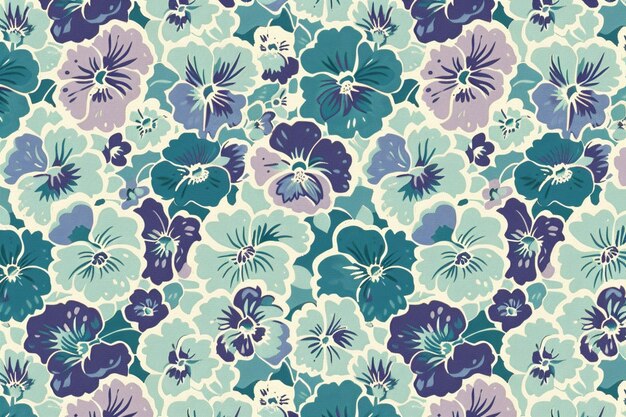 Pansy flowers and mouse pattern