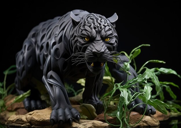 Foto panther animal character craft con sfondo di studio isolato