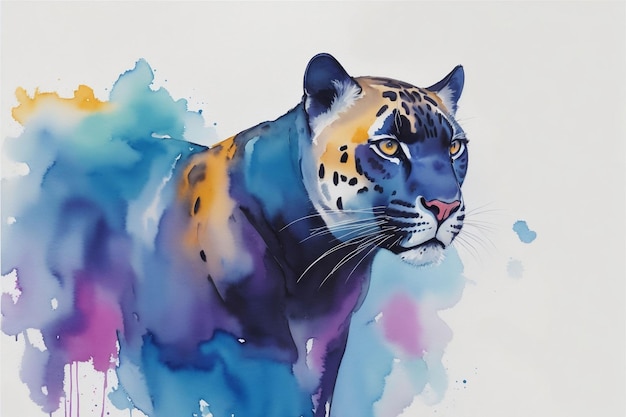 Panther photo prepared in watercolor style