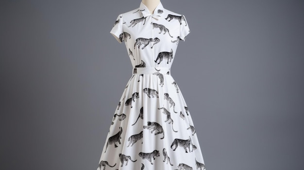 Panther print women's dress on white