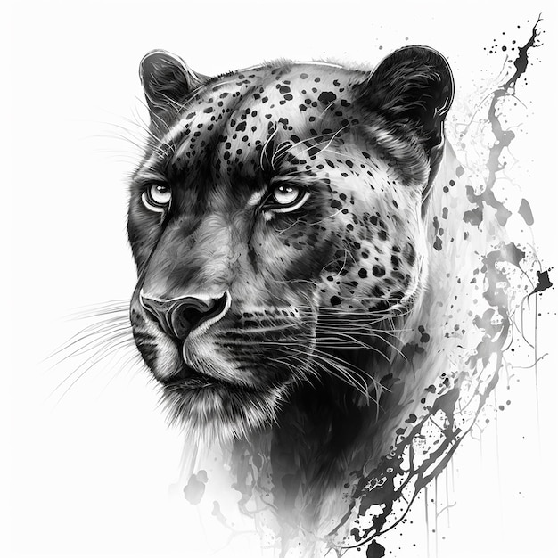 Panther sketch art illustration white background image Ai generated art