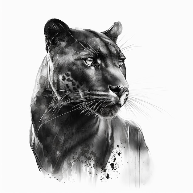 Panther sketch art illustration white background image Ai generated art