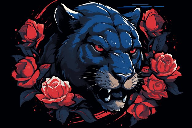 Photo the panther with a rose tattoo style t