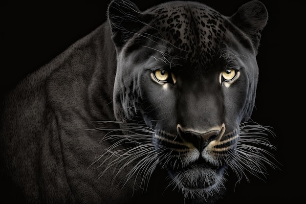 Panther39s face in black on a black background