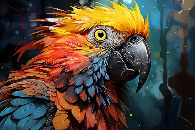 Papagei in halftone stijl abstracte illustratie