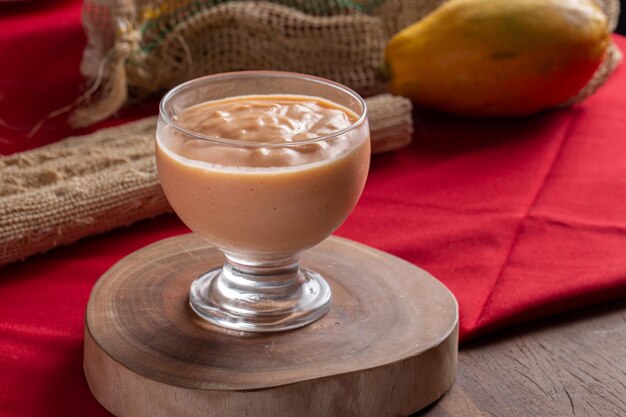 Papaya cream in a glass bowl