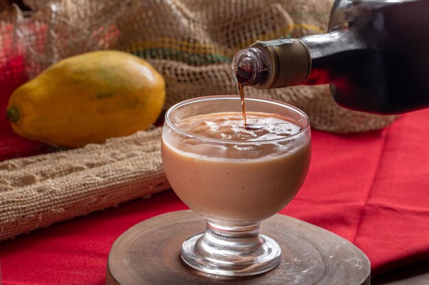 Papaya cream in a glass bowl