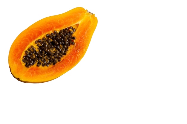 Papaya cut in half - top view.