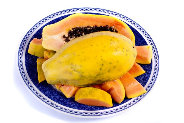 Papaya fruit gesneden