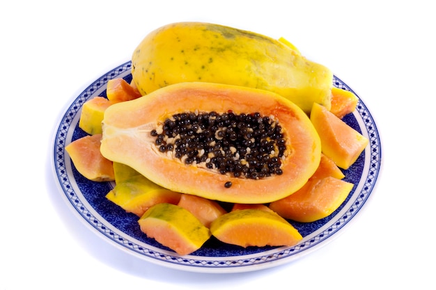 Papaya fruit gesneden