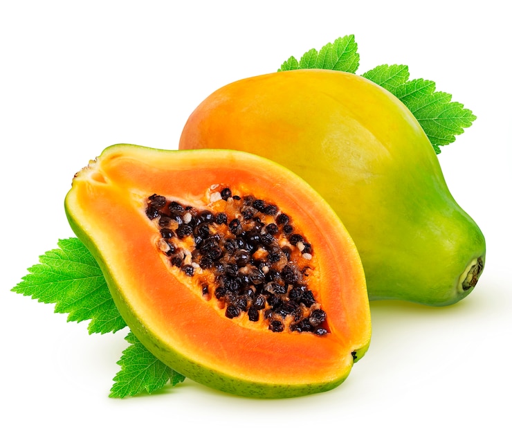 Photo papaya fruit isolated on white background with clipping path