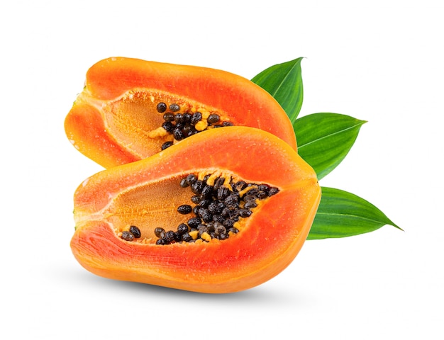 Papaya fruit isolated on white background