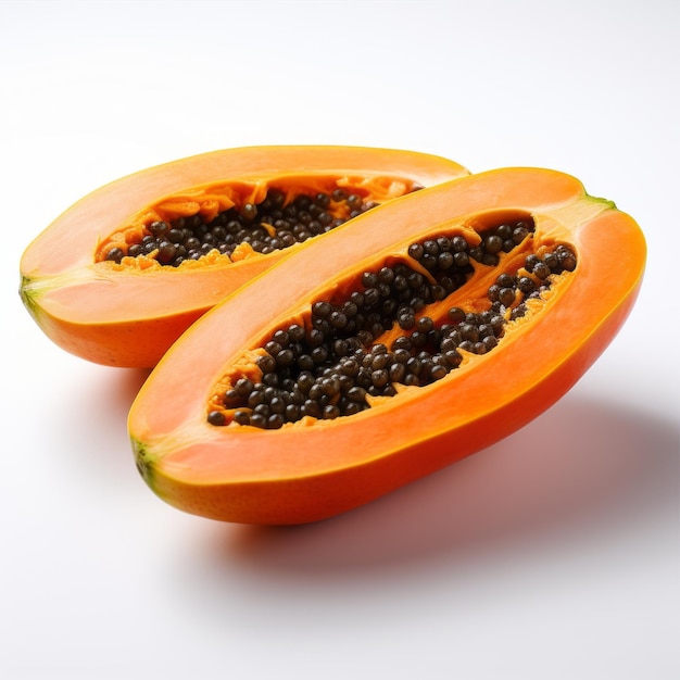 Papaya Fruit Productfotografie Op Witte Achtergrond