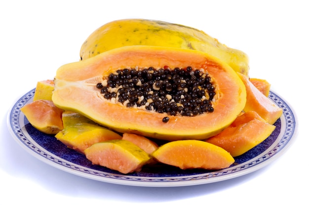 Papaya fruit sliced