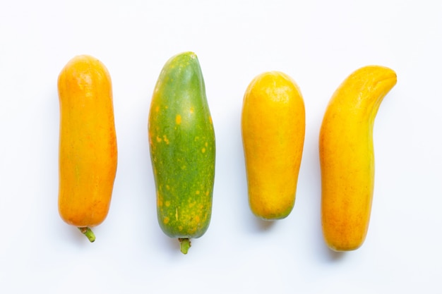 Papaya fruit on white table