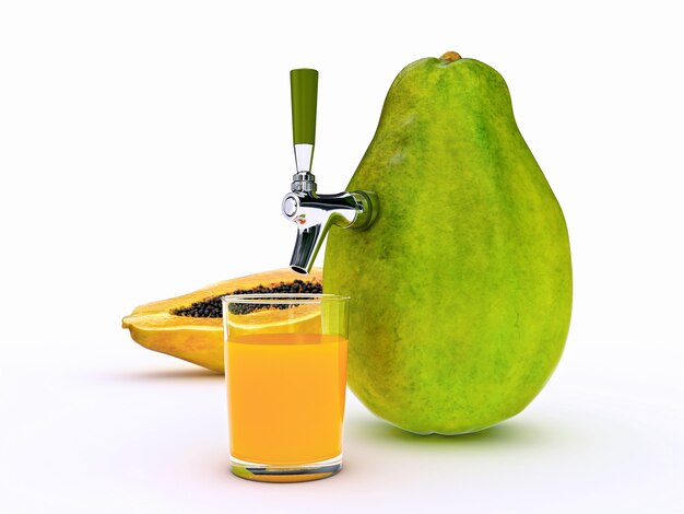 papaya juice 3d rendering