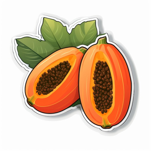 Papaya Sticker Digitally Enhanced Fruit Logo On White