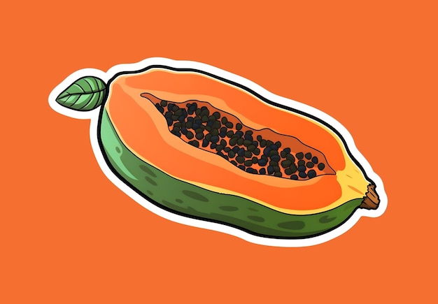 Foto papaya-sticker op wit