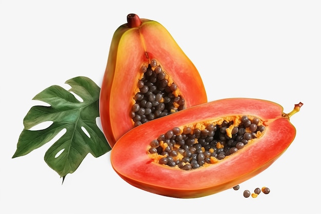 papaya transparante PNG geïsoleerd op een witte achtergrond