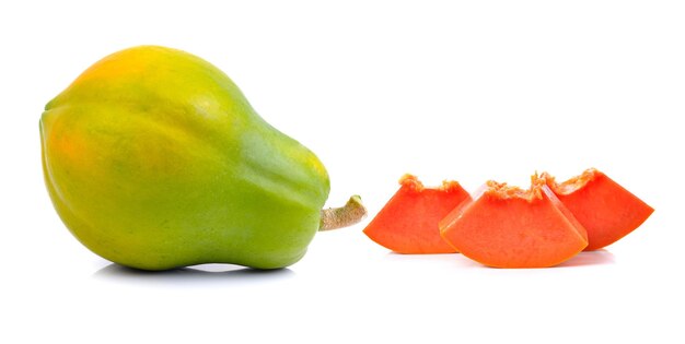 Papaya on white background