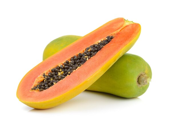 papaya on white background