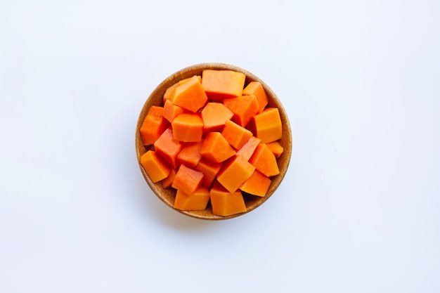 Papaya on white background