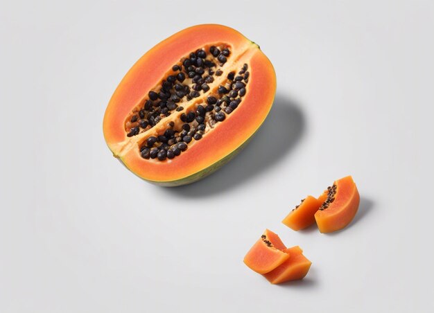 A papaya on white background