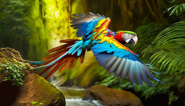 Foto papegaai in de jungle generatieve ai
