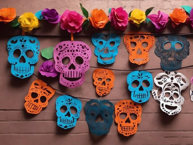 Photo papel picado for the day of the dead mexican celebration