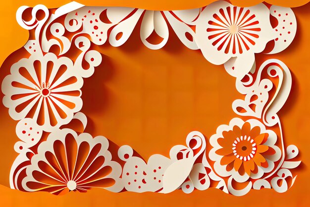 추상적 인 모양을 가진 Papel Picado 벡터 꽃 템플릿 디자인 Generative Ai