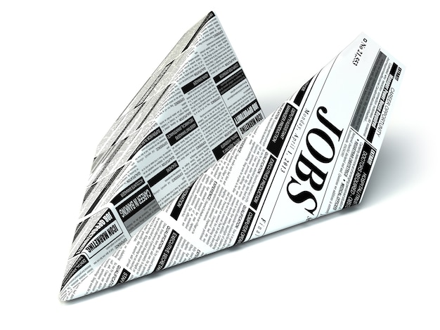 Paper airplane from jobs newspaper