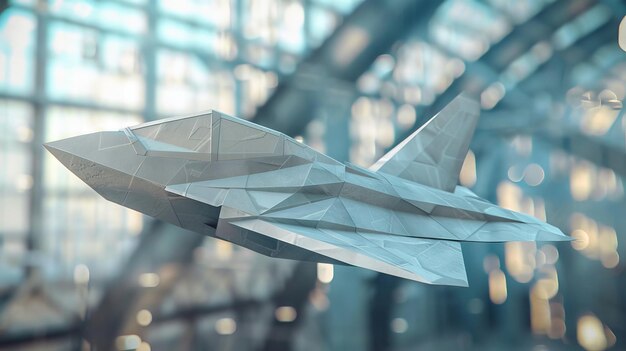 A paper airplane morphing into a fighter jet in a software labratory