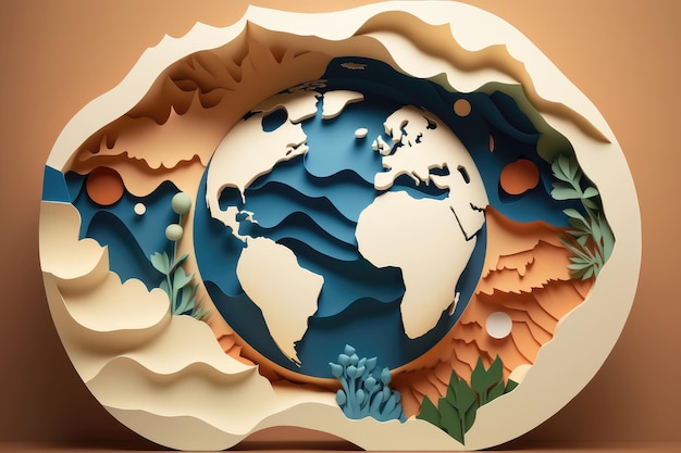 Photo paper art earth ai generated