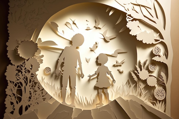 Paper Art Kids AI generated