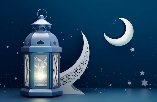 A paper art of a lantern and the moon