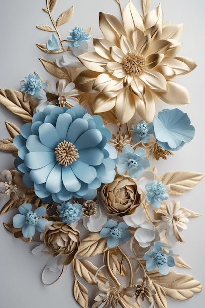 A paper art piece that has flowers on it