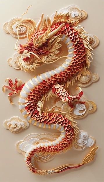 paper art red dragon wallpaper for the phone