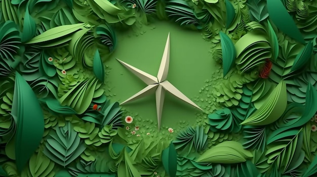Paper art renewable energy with green energy Generative AI