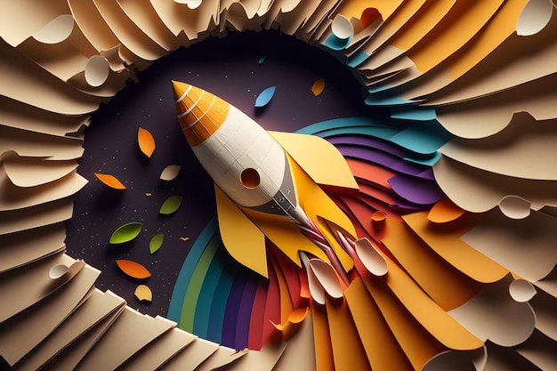 A paper art rocket