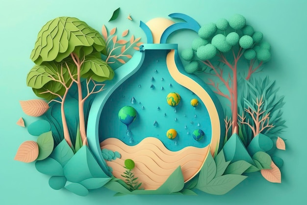 Бумажное искусство Экономия воды и мира День окружающей среды Экология и всемирный день воды охрана окружающей среды и сохранение земных вод
