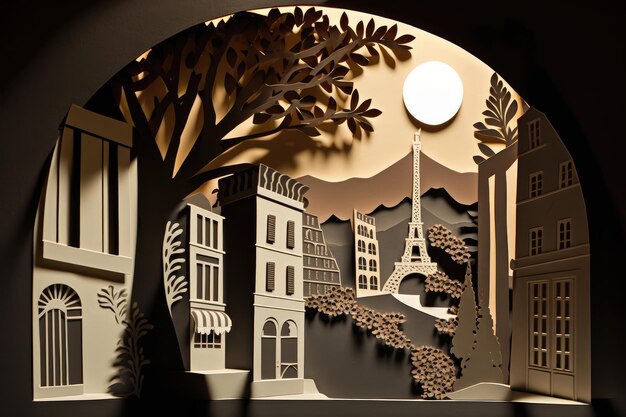 Paper art style French landscape AI generated